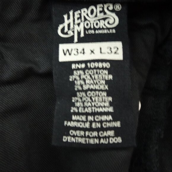Heroes Motors Moto Jeans Men's Size 34x32 Black Denim Super Slim Paint Splatters - Picture 13 of 14
